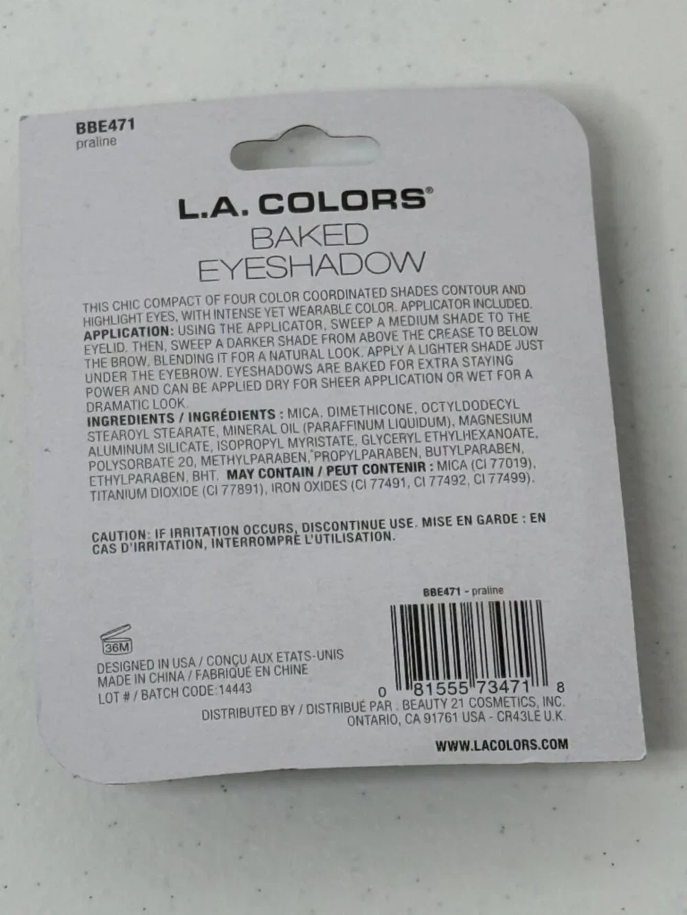 LA Colors Baked Eyeshadow Praline Neutral Shimmer Palette New